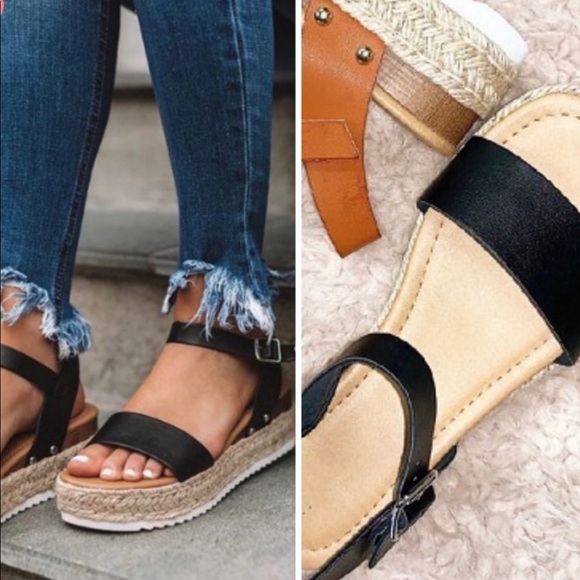 Black Espadrille Wedge - Picture 2 of 8